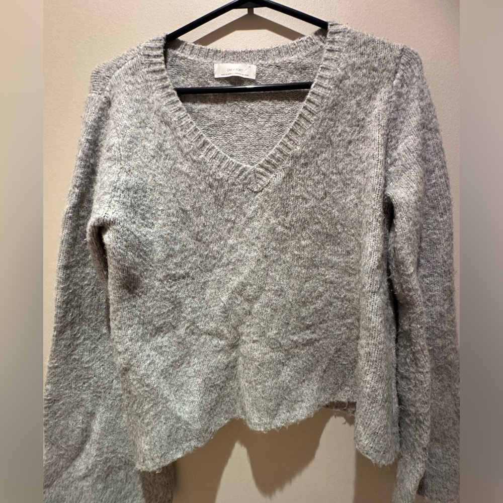 Oak + Fort - soft grey, bell sleeved sweater